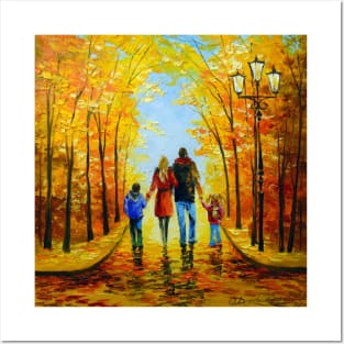 A walk with the whole family in the Park Posters and Art